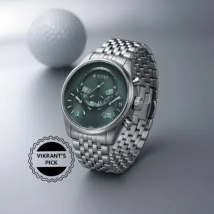 Titan Micromotors Analog with Independent Hour, Minute and 2nd Sub-Dial Green Dial Stainless Steel Strap Watch for Men