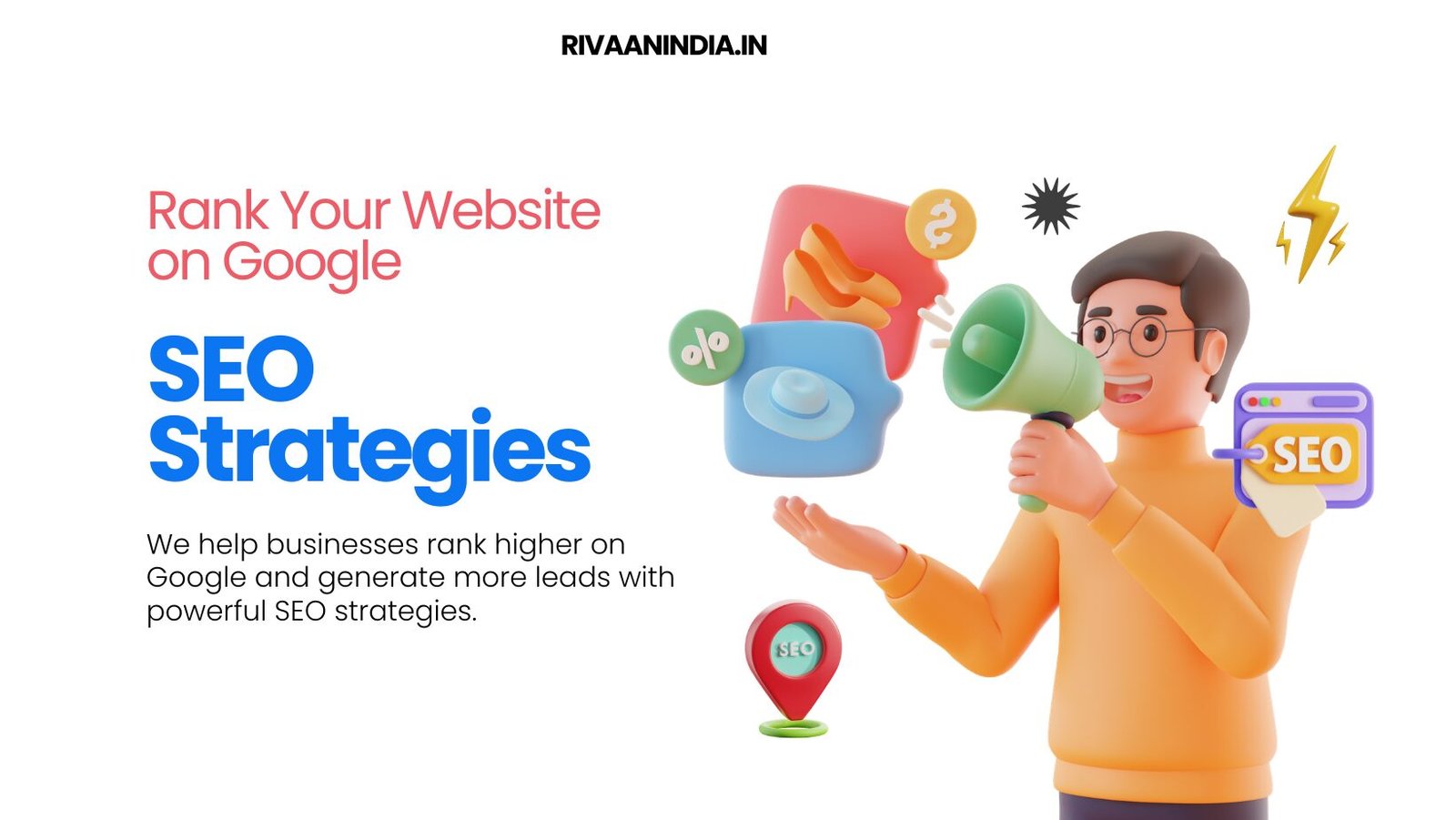 White Illustration Seo Strategies Facebook Cover